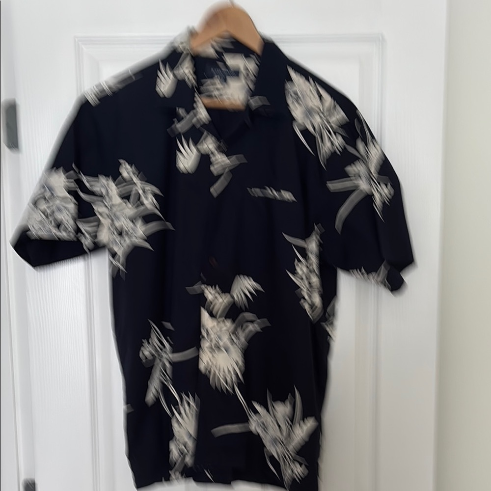 River Island navy and cream Casual Button Down Shirt